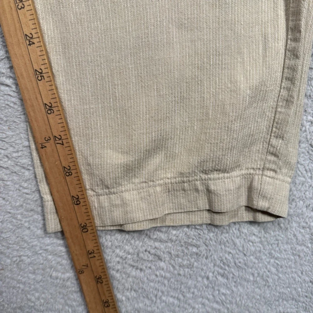 Vintage Y2K Tommy Bahama Relax Pants Mens 34 Beige Pinstripe Linen Silk Luxury